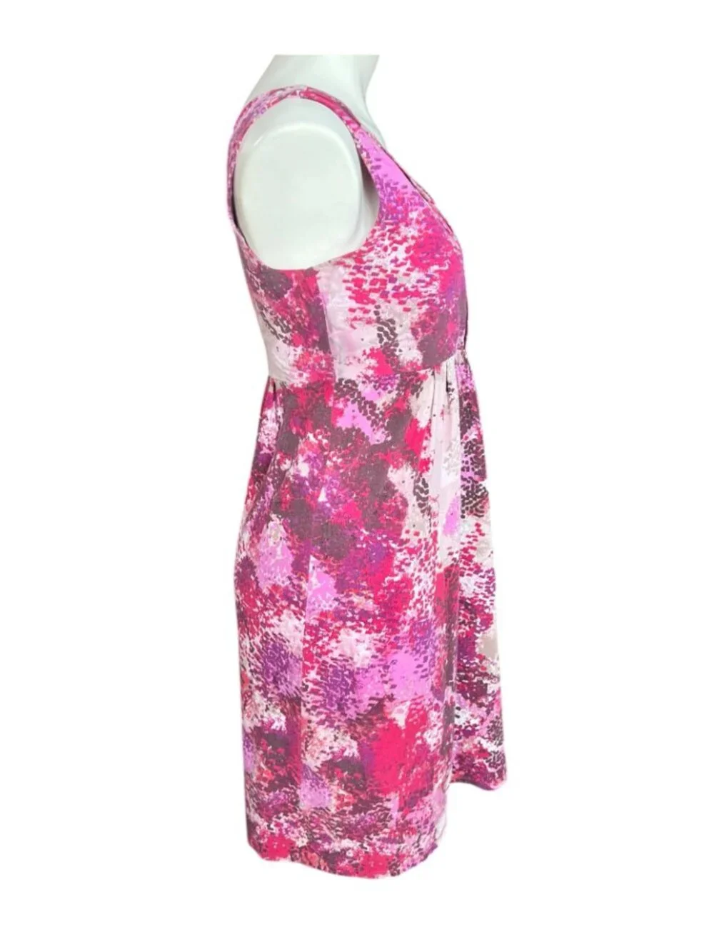 Ann Taylor Womens Dress Size M Pinks Magenta Sleeveless V-Neck Cotton Knit Dress - Picture 6 of 11